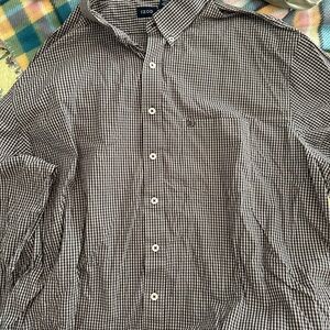 IZOD Men's Brown and White Checkered Shirt
